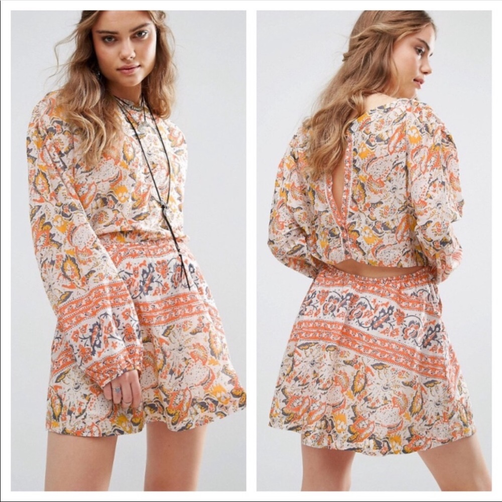 Free People Silver Sun Cutout Mini Dress NWT